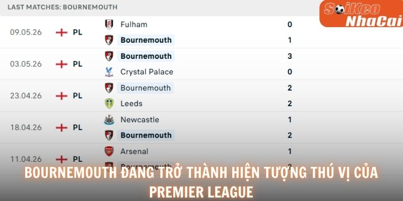 Bournemouth đang trở thành hiện tượng thú vị của Premier League