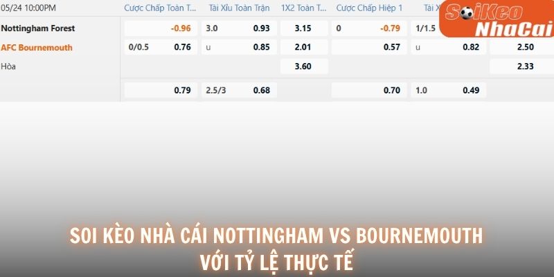 Soi kèo nhà cái tỷ lệ kèo Nottingham vs Bournemouth 24/05