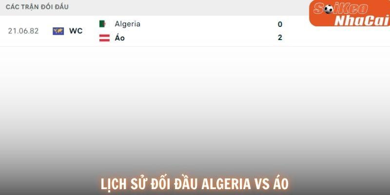 Lịch sử đối đầu Algeria vs Áo
