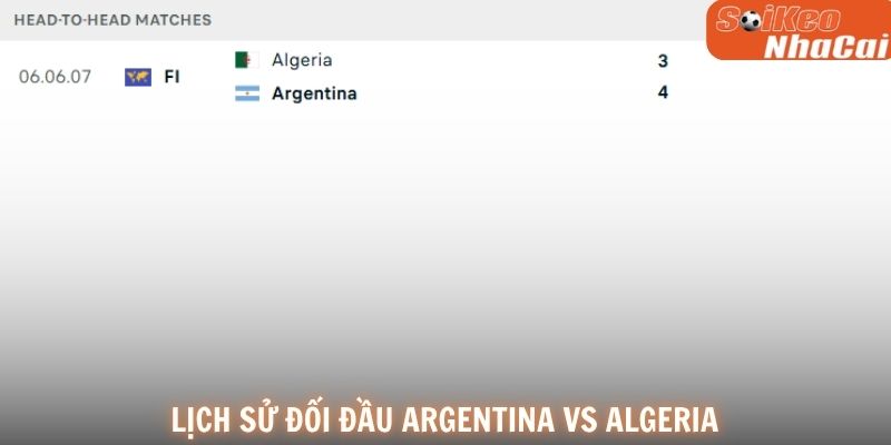 Lịch sử đối đầu Argentina vs Algeria