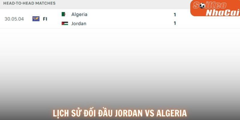Lịch sử đối đầu Jordan vs Algeria