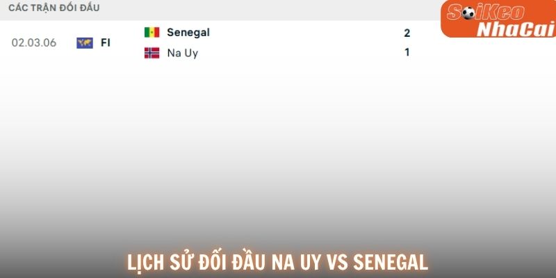 Lịch sử đối đầu Na Uy vs Senegal