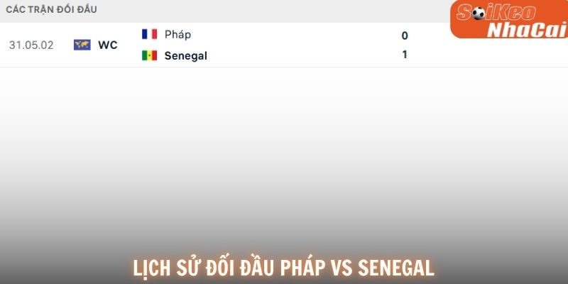 Lịch sử đối đầu Pháp vs Senegal