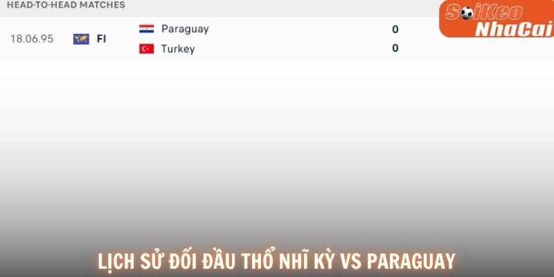 Lịch sử đối đầu Thổ Nhĩ Kỳ vs Paraguay