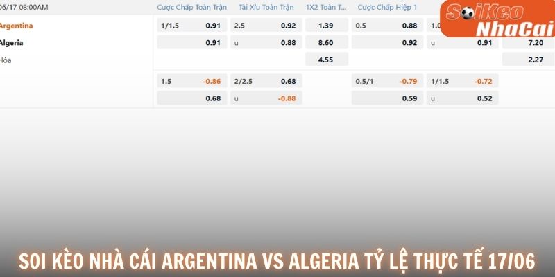 Soi kèo nhà cái Argentina vs Algeria tỷ lệ thực tế 17/06