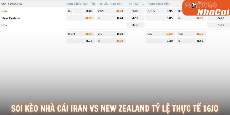 Soi kèo nhà cái Iran vs New Zealand tỷ lệ thực tế 16/06