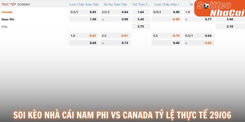 Soi kèo nhà cái Nam Phi vs Canada tỷ lệ thực tế 29/06