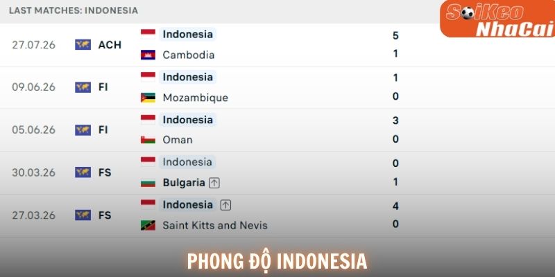Phong độ Indonesia
